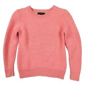 Banana Republic Sweater Sz M Flamingo Pink 100% Wool Chunky Knit Barbie Coquette